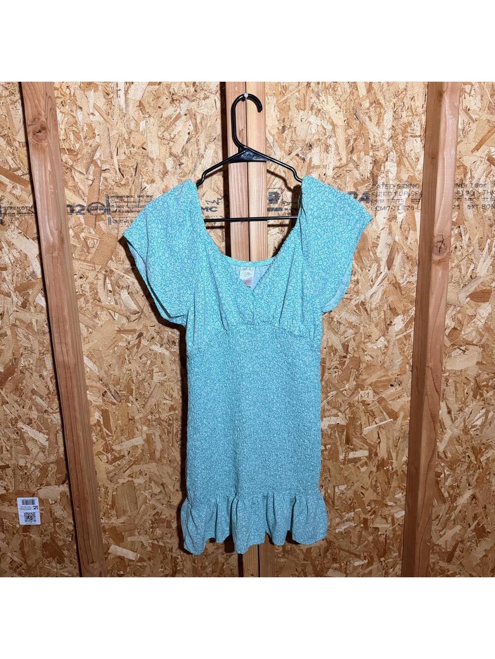 No Boundaries green teal babydoll dress with white, size XL